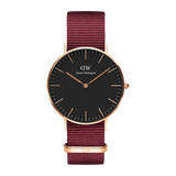 Daniel Wellington Classic Roselyn Black Dial Maroon Nylon Strap Watch For Women - DW00100273 Authentic Buy Shop Now