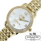 Coach Delancey Mother of Pearl Dial Gold Steel Strap Watch for Women - 14502478 Authentic Buy Shop Now