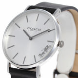 Coach Perry White Dial Black Leather Strap Watch for Women - 14503115 Authentic Buy Shop Now