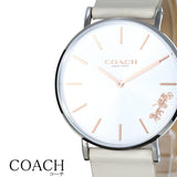 Coach Perry Silver DIal White Leather Strap Watch for Women - 14503116 Authentic Buy Shop Now