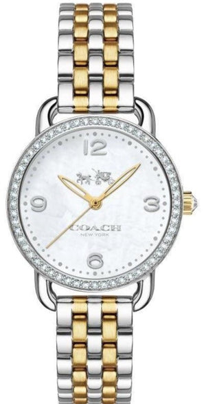Coach Delancey Mother of Pearl White Dial Two Tone Steel Strap Watch for Women - 14502480 Authentic Buy Shop Now