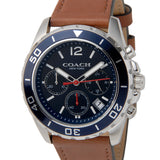 Coach Kent Chronograph Blue Dial Brown Leather Strap Watch for Men - 14602560 Authentic Buy Shop Now