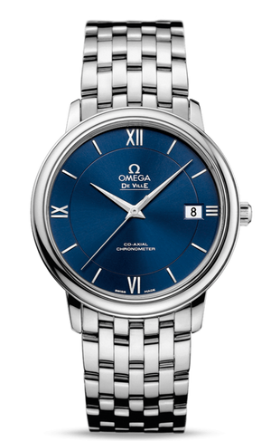 Omega De Ville Prestige Co-Axial Orbis Blue Dial Silver Steel Strap Watch for Men - 424.10.40.20.03.001 Authentic Buy Shop Now