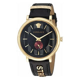 Versace V-Circle Manifesto Edition Black Dial Black Leather Strap Watch for Men - VBQ050017 Authentic Buy Shop Now