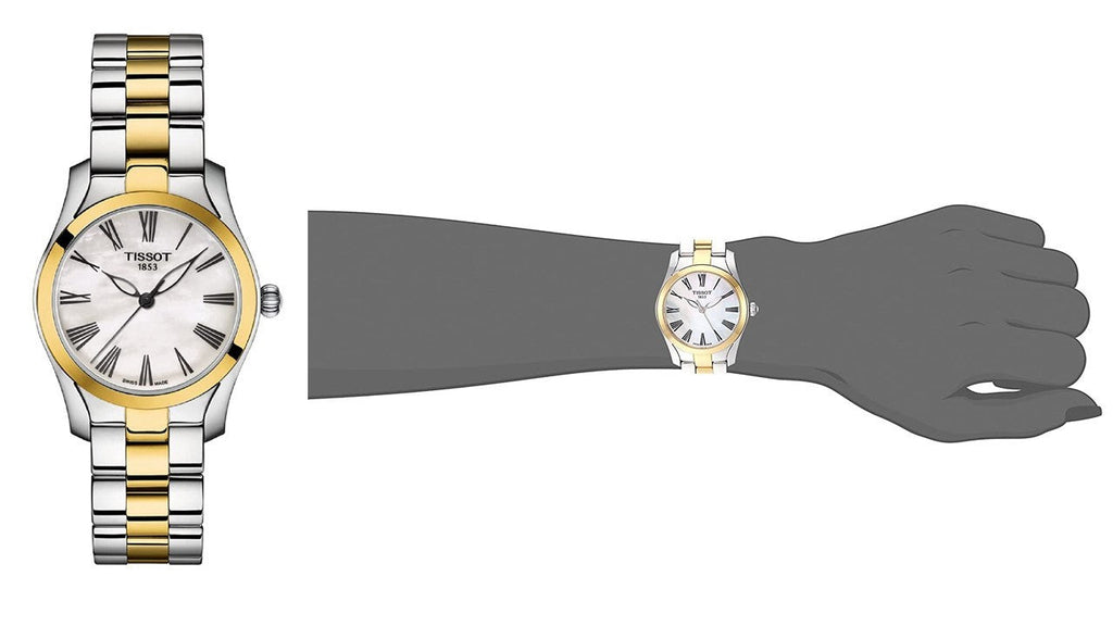 Tissot T Wave Quartz Mother of Pearl Dial Two Tone Steel Strap Watch for Women - T112.210.22.113.00 Authentic Buy Shop Now