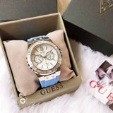 Guess Limelight Crystals White Dial Blue Rubber Strap Watch for Women - W1053L5 Authentic Buy Shop Now