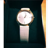 Calvin Klein Skirt White Dial White Leather Strap Watch for Women - K2U236K6 Authentic Buy Shop Now