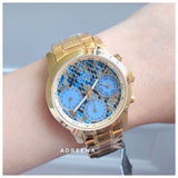 Guess Mini Sunrise Quartz Blue Dial Gold Steel Strap Watch For Women - W0448L6 Authentic Buy Shop Now