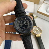 Versace V-Racer Aion Chronograph Black Dial Black Leather Strap Watch for Men - VBR030017 Authentic Buy Shop Now
