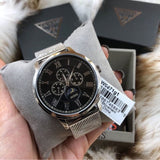 Guess Delancey Black Dial Silver Mesh Bracelet Watch for Men - W0871G1 Authentic Buy Shop Now