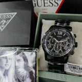 Guess Horizon Chronograph Black Dial Black Steel Strap Watch For Men - W0379G2 Authentic Buy Shop Now