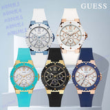 Guess Overdrive White Dial Turquoise Rubber Strap Watch for Women - W0149L3 Authentic Buy Shop Now