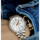 Michael Kors Sofie Chronograph Quartz White Dial Two Tone Steel Strap Watch For Women - MK6558 Authentic Buy Shop Now