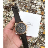 Fossil Boyfriend Automatic Skeleton Grey Dial Grey Leather Strap Watch for Women - ME3089 Authentic Buy Shop Now