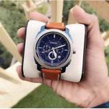 Fossil Machine Chronograph Blue Dial Brown Leather Strap Watch for Men - FS5232 Authentic Buy Shop Now