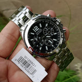 Guess Surge Chronograph Black Dial Silver Steel Strap Watch for Men - W1258G1 Authentic Buy Shop Now
