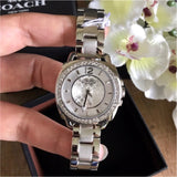 Coach Mini Boyfriend Diamonds Silver Dial Silver Steel Strap Watch for Women - 14501699 Authentic Buy Shop Now