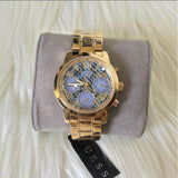 Guess Mini Sunrise Quartz Blue Dial Gold Steel Strap Watch For Women - W0448L6 Authentic Buy Shop Now