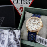 Guess Swirl Analog Quartz White Dial Blue Rubber Strap Watch for Women - W1096L4 Authentic Buy Shop Now