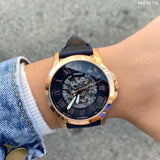 Fossil Grant Automatic Skeleton Blue Dial Blue Leather Strap Watch for Men - ME3102 Authentic Buy Shop Now