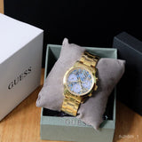 Guess Mini Sunrise Quartz Blue Dial Gold Steel Strap Watch For Women - W0448L6 Authentic Buy Shop Now