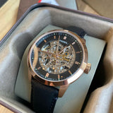 Fossil Townsman Automatic Skeleton Black Dial Black Leather Strap Watch for Men - ME3084 Authentic Buy Shop Now