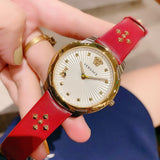Versace Audrey Quartz Silver Dial Red Leather Strap Watch for Women - VELR00219 Authentic Buy Shop Now