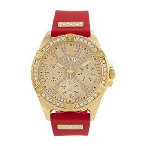 Guess Frontier Diamonds Gold Dial Red Rubber Strap Watch for Women - GW0045L2 Authentic Buy Shop Now