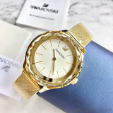 Swarovski Octea Nova Silver Dial Gold Mesh Bracelet Watch for Women - 5430417 Authentic Buy Shop Now