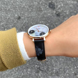 Fossil Jacqueline Mother of Pearl Dial Black Leather Strap Watch for Women - ES4535 Authentic Buy Shop Now