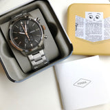 Fossil Townsman Chronograph Grey Dial Silver Steel Strap Watch for Men - FS5407 Authentic Buy Shop Now