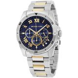Michael Kors Brecken Chronograph Blue Dial Two Tone Steel Strap Watch For Men - MK8437 Authentic Buy Shop Now