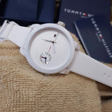 Tommy Hilfiger Denim White Dial White Rubber Strap Watch for Men - 1791324 Authentic Buy Shop Now