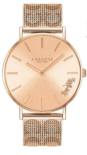 Coach Perry Rose Gold Dial Rose Gold Mesh Bracelet Watch for Women - 14503343 Authentic Buy Shop Now