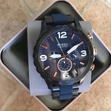 Fossil Nate Chronograph Blue Dial Two Tone Steel Strap Watch for Men - JR1494 Authentic Buy Shop Now