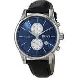 Hugo Boss Jet Blue Dial Black Leather Strap Watch for Men - 1513283 Authentic Buy Shop Now