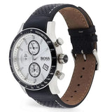 Hugo Boss Rafale Chronograh Quartz White Dial Black Leather Strap Watch For Men - HB1513403 Authentic Buy Shop Now