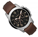 Fossil Grant Chronograph Black Dial Brown Leather Strap Watch for Men - FS4813 Authentic Buy Shop Now