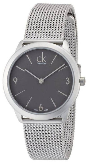 Calvin Klein Minimal Grey Dial Silver Mesh Bracelet Watch for Men - K3M52154 Authentic Buy Shop Now