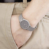Calvin Klein Minimal Grey Dial Silver Mesh Bracelet Watch for Women - K3M53154 Authentic Buy Shop Now