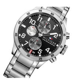 Tommy Hilfiger Cool Sport Multifunction Black Dial Silver Steel Strap Watch for Men - 1791141 Authentic Buy Shop Now