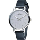 Calvin Klein Even Silver Black Leather Strap Watch for Women - K7B231C6 Authentic Buy Shop Now