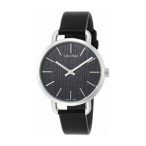 Calvin Klein Even Black Dial Black Leather Strap Watch for Women - K7B231C1 Authentic Buy Shop Now