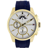 Tommy Hilfiger Decker White Dial Blue Rubber Strap Watch for Men - 1791353 Authentic Buy Shop Now