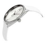 Calvin Klein Accent Silver Dial White Leather Strap Watch for Women - K2Y2Y1KW Authentic Buy Shop Now