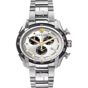 Versace V-Ray Chronograph Quartz Silver Dial Silver Steel Strap Watch For Men - VE2I00321 Authentic Buy Shop Now