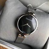 Calvin Klein Authentic Black Dial Silver Mesh Bracelet Watch for Women - K8G23121 Authentic Buy Shop Now
