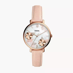 Fossil Jacqueline Three Hand Mother of Pearl Dial Pink Leather Strap Watch for Women - ES4671 Authentic Buy Shop Now