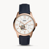 Fossil Townsman Automatic White Dial Navy Blue Leather Strap Watch for Men - ME3171 Authentic Buy Shop Now