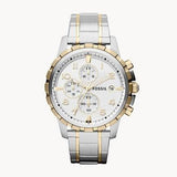 Fossil Dean Chronograph White Dial Silver Steel Strap Watch for Men - FS4795 Authentic Buy Shop Now